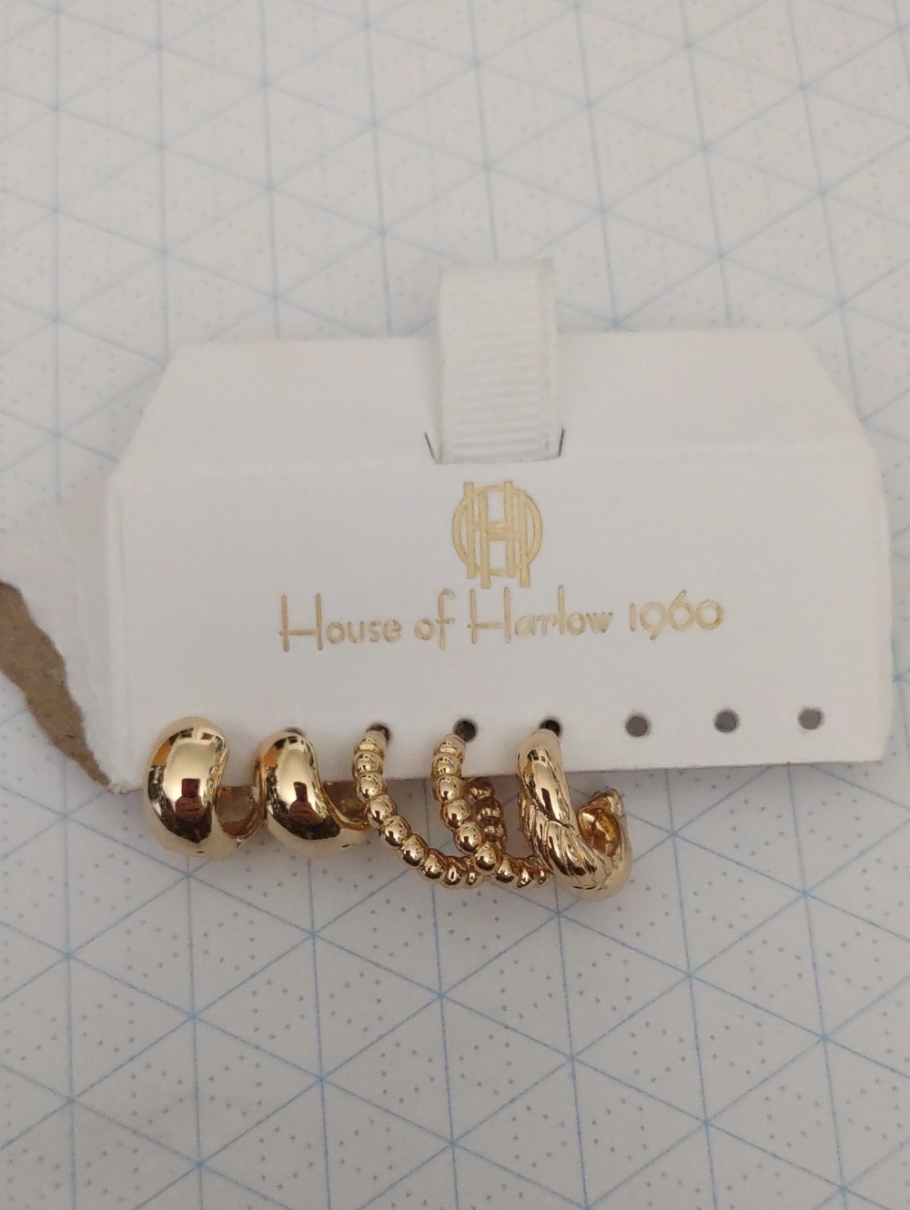 House of Harlow 1960 Gold Tone Hoop & Twist: Two Sets + One Single